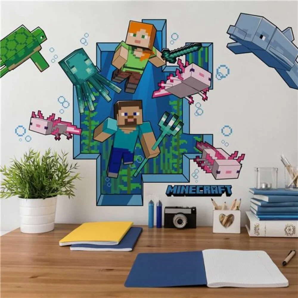 Minecraft Giant Wall Decal Peel and Stick Removable Kids Bedroom Decor Stickers